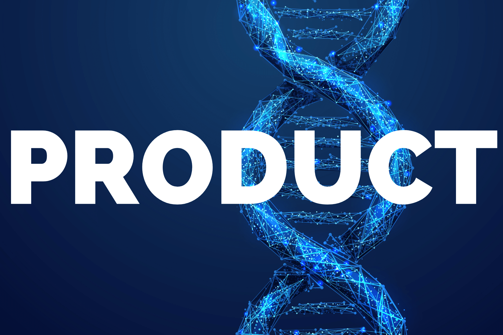 PRODUCT text overlaps digital DNA strand illustration.